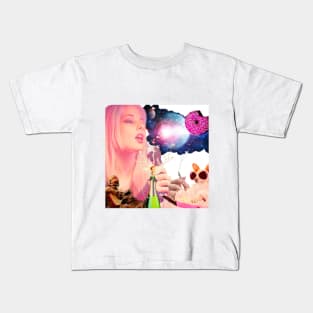 Cosmic Pop Diva: Singing Champagne in the Universe Kids T-Shirt